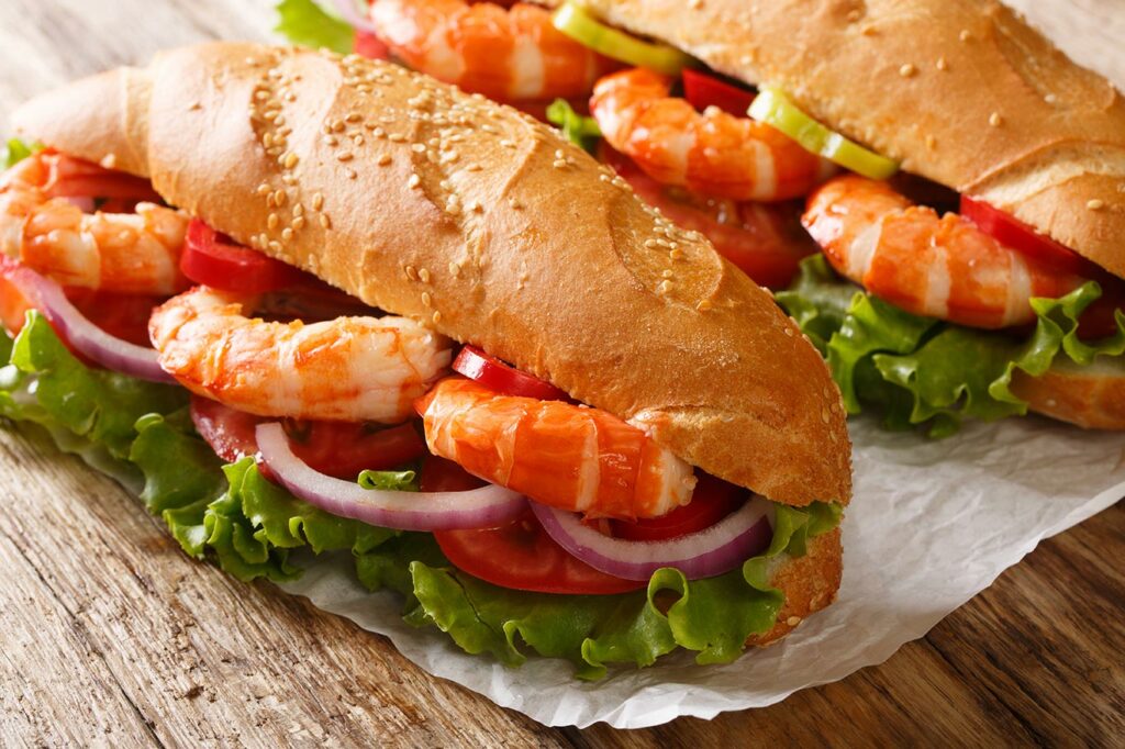 Bocadillo de langostinos