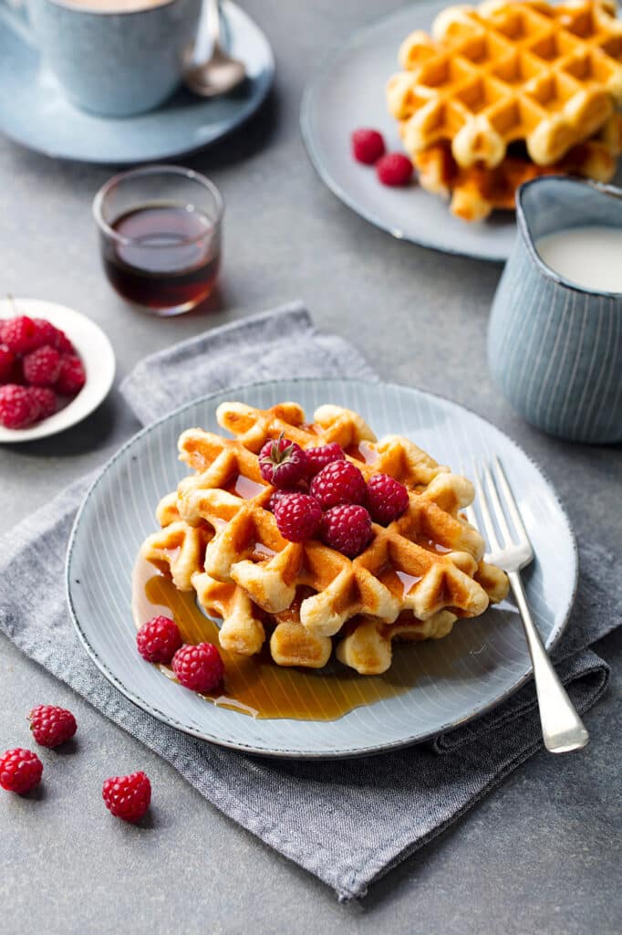 apresentação de waffles belgas