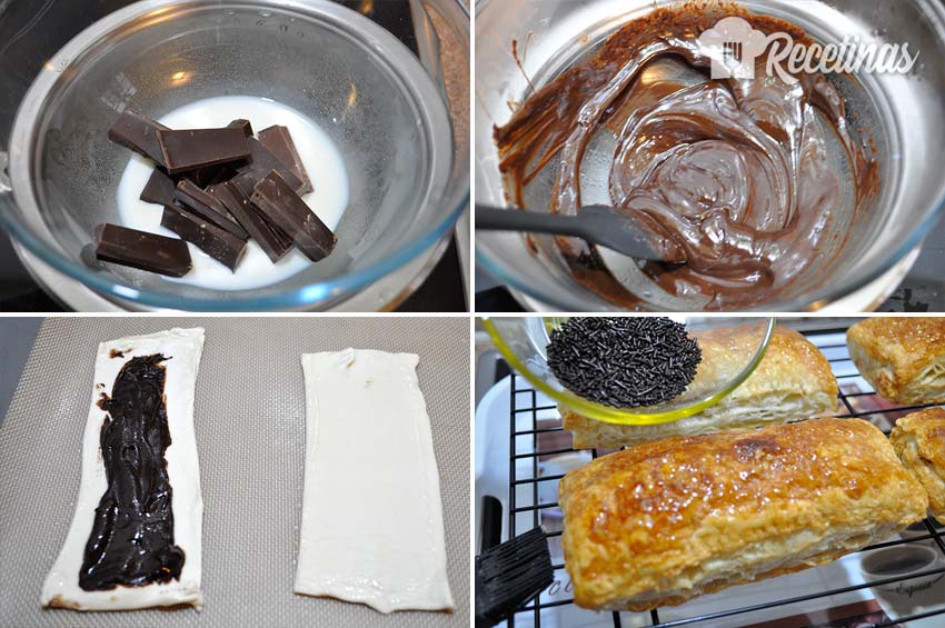 Assim são feitos os napolitanos recheados com chocolate.