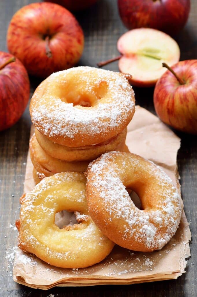 rosquinhas de maçã 1 Vista de rosquinhas de maçã